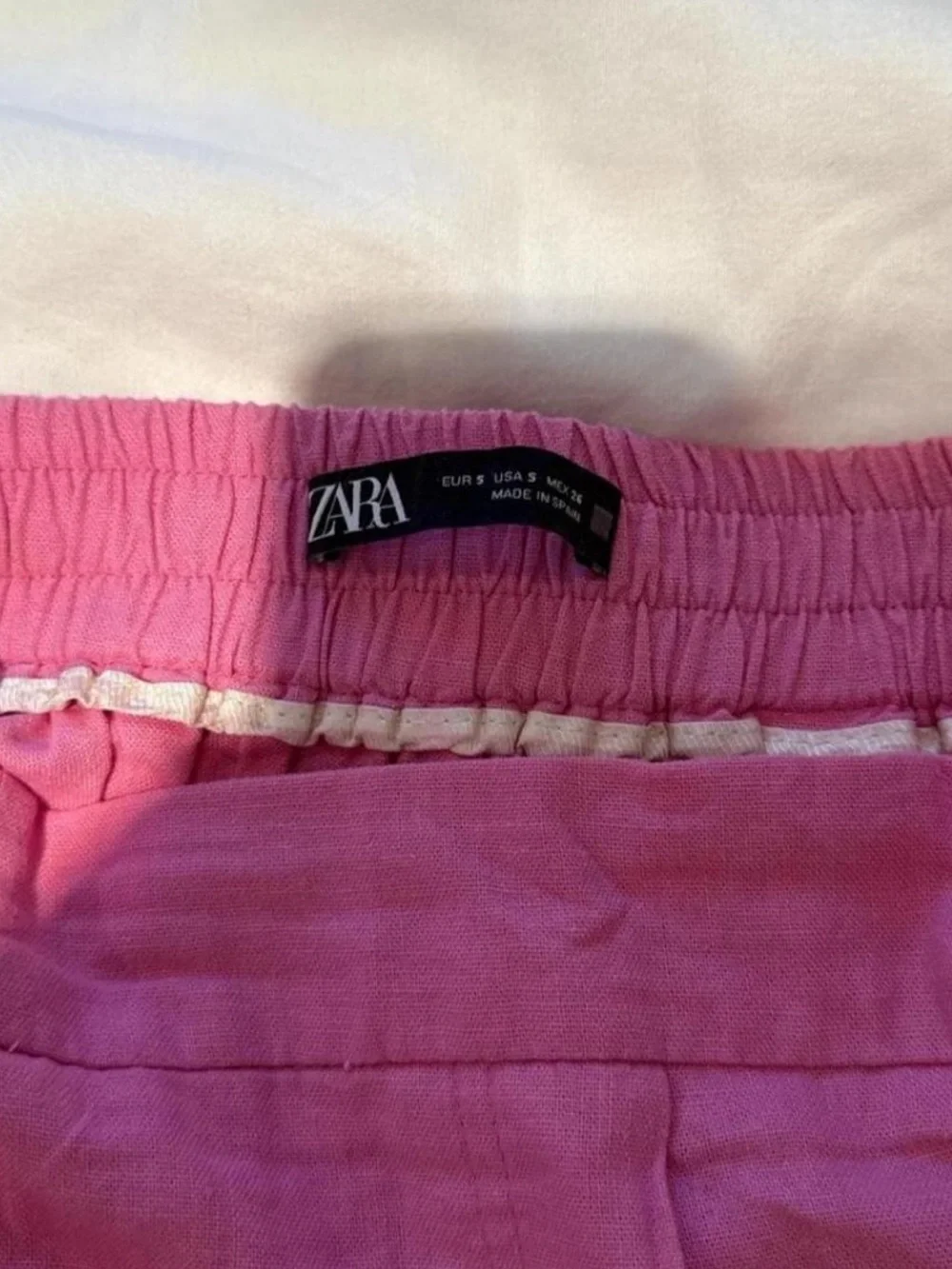 Zara Pink Wide-Leg Linen-Blend Pants